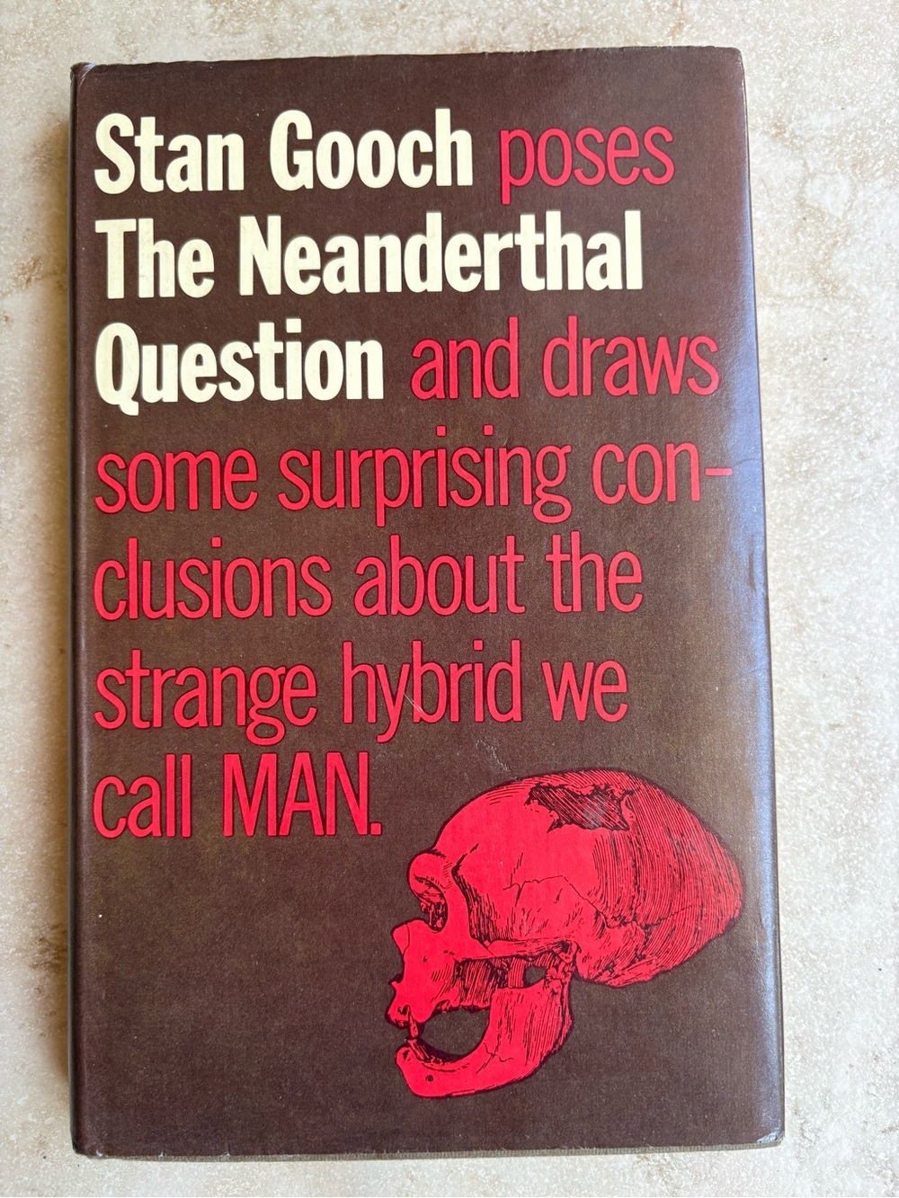 Vintage book cover for The Neanderthal Question written by Stan Gooch.